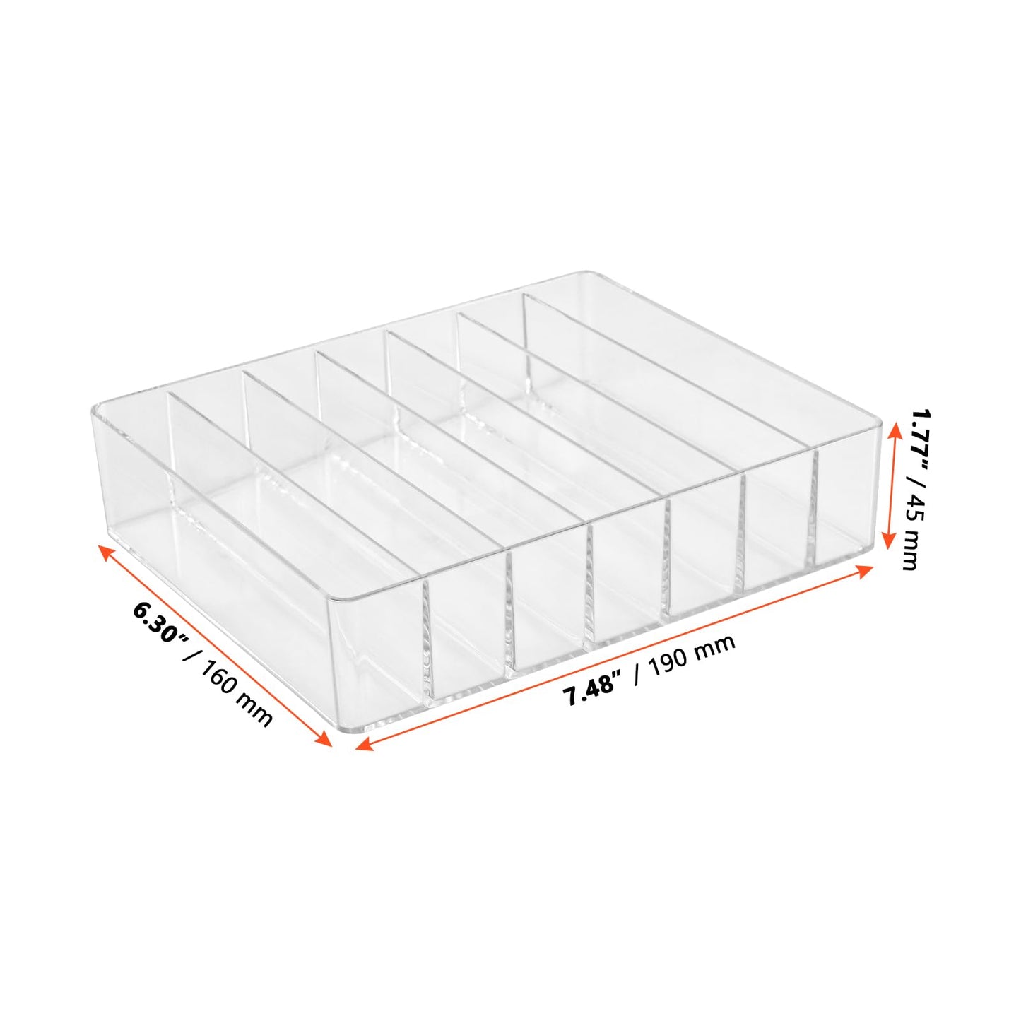 SINJEUN 4 Pack Acrylic Palette Organiser, 7 Sections Divided Makeup Palette Organiser for Eyeshadow, Contour Blush, Lipstick, Make Up Storage(Transparent, 7.5" x 6.3" x 1.8")