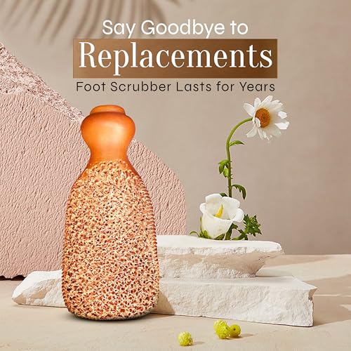 Fac?n Pumice Stone for Feet Callus Remover - Terra-Cotta Foot Scrubber with 2 Sides, 100% Pure Natural Foot Pumice Stone, Pedicure Pumice Stone Scrubber, Foot Exfoliator, Removes Calluses & Dead Skin