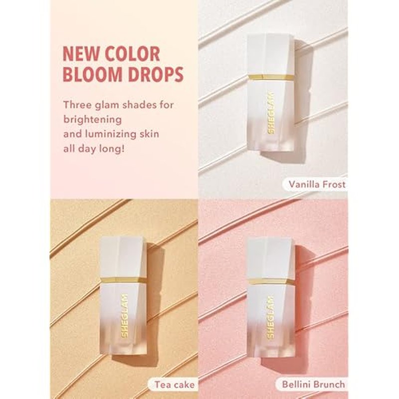 SHEGLAM Glow Bloom Liquid Waterproof Highlighter Long Lasting Cream Highlighter with Shimmer Dewy Finish - Vanilla Frost