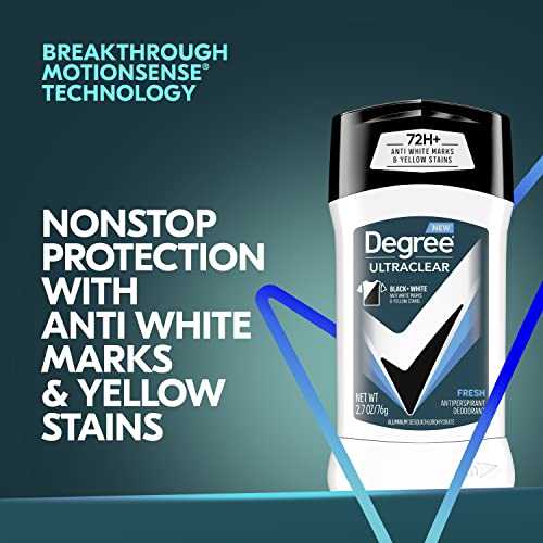 Degree Men UltraClear Antiperspirant Deodorant Fresh, Pack of 12, 72-Hour Sweat & Odor Protection Antiperspirant For Men With MotionSense Technology 2.7 oz