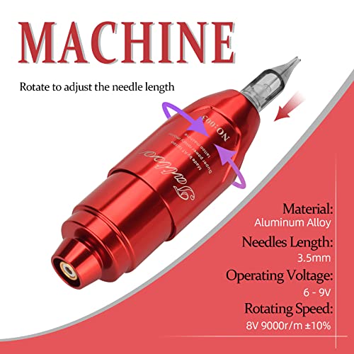 ATOMUS Tattoo Pen Machine Kit with Cordless Tattoo Power Supply Silicone Tattoo Machine Holder 3RL Cartridge Needles 1300mAh RCA Connector LCD Digital Rechargeable Power Supply Set