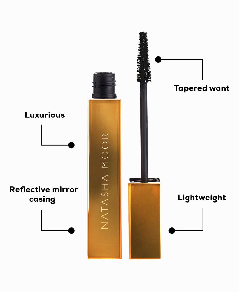 NATASHA MOOR "Moor Power" Black Mascara - Luxurious Volumizing, Lengthening, & Darkening Formula - Waterproof & Smudge-Proof - Eye Makeup Mascara - Cruelty-Free Clean Beauty for Long-Lasting Results