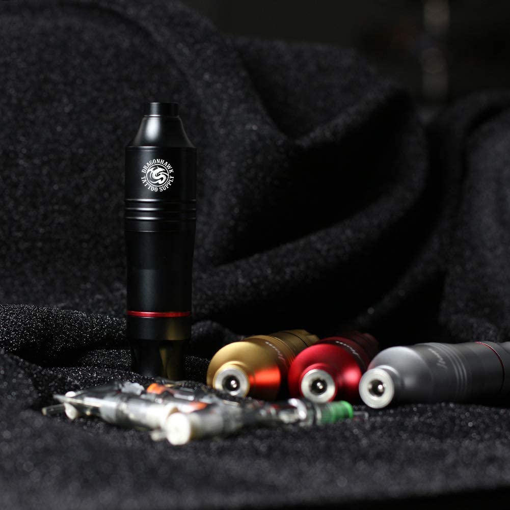 Dragonhawk Atom Tattoo Machine Kit, 3.5mm Stroke Cartridge Pen, Black