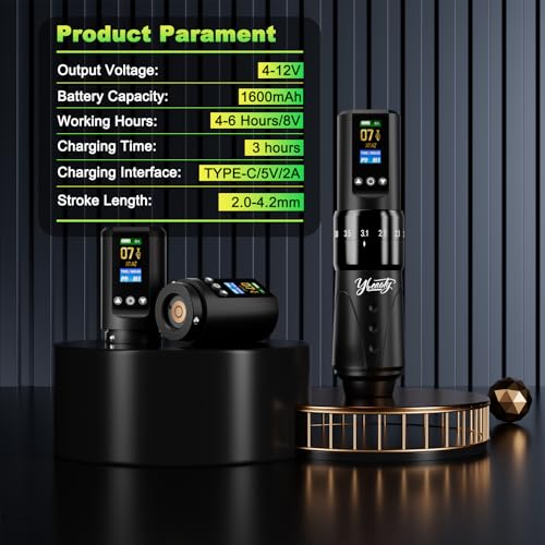 Wireless Tattoo Gun Kit - Professional Rotary Tattoo Machine with 1,600 mAh Power Supply, Complete Tattoo Pen Set with 10Pcs Cartridge Needles for Beginners Tattoo Supplies (Black, 76Pcs)