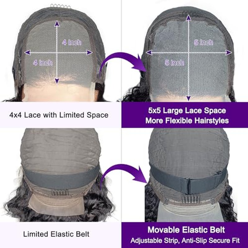 Curly Closure Wig Human Hair 5x5 HD Transparent 22 Inch Glueless Kinky Curly Wig ReadytoGo Pre Plucked for Black Women 5x5 Invisible Deep Curly Lace Front Wigs Wear and Go