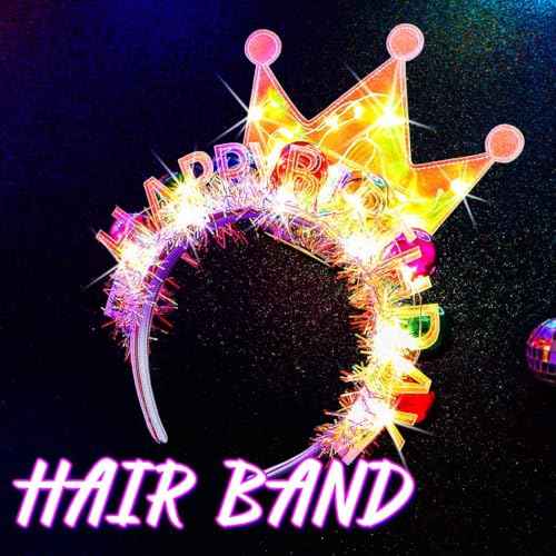 Light Up Birthday Crown Headband Happy Birthday Hats Party Festival Hair Accessories for Women