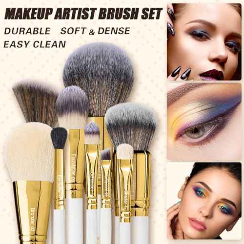 Professional Makeup Brushes Set Premium Quality Goat Hair Synthetic Fiber Powder Foundation Highlight Concealer Eyeshadow Blending By Bueart Design