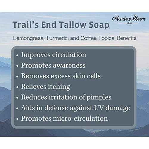 EST'D 2004 HC Meadow Bloom Tallow Bar Soap - Lemongrass, Coffee & Turmeric 2 Pack - Made with All Natural 100% Grass Fed Tallow Handmade Soap Bar - Great for Face or Body Soap
