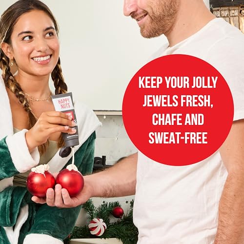 Happy Nuts Santa¡¯s Big Sack - Funny Holiday Gift Box for Men - 4-in-1 Men's Care: Comfort Cream, Hydrating Body Wash, Whole Body Deodorant Stick, Anti-Chafing Powder - Hilarious Gift Basket for Him