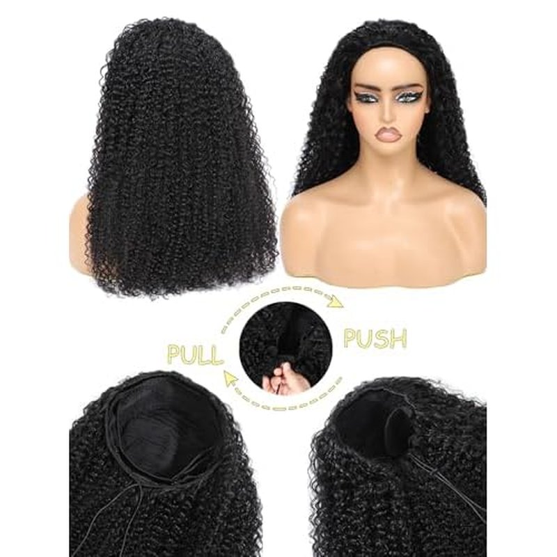 22 Inch Kinky Curly Half Wig Human Hair 3 In 1 Seamless Flip Over Half Wigs Human Hair Glueless Wear and Go 220 Density Beginner Friendly Drawstring Headband Wig for Women (KC Half Wig, 22 Inch)