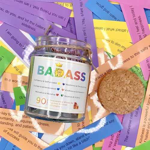 Badass Affirmation Jar, 90 Daily Affirmation Jar for Women, Positive Affirmation Cards, Motivational Cards, Daily Affirmations, Words of Affirmation, Badass Gifts For Women