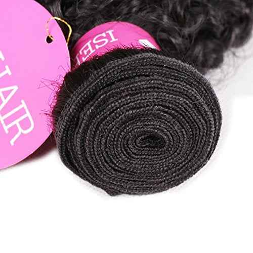 ISEE Hair Virgin Malaysian Deep Curly Jerry Curly Human Hair One Bundles,100% Unprocessed Human Hair Extensions Natural Black Can Be Dyed (14'')