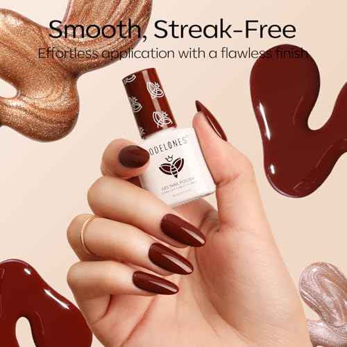 Modelones Gel Nail Polish Kit with UV Light, Milky White Nude Glitter Pink Red Gold Fall Metallic Manicure Set with Base Top Coat Star Stickers 4 Colors Gel Mini Salon Nail Art Gift for Women Girl