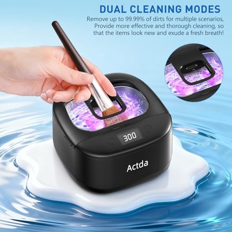 Ultrasonic Retainer Cleaner, Upgraded Wireless Professional Sonic Dental Cleaning Machine, Dental Cleaning Pod Night Guard Cleaner for Dentures, Retainers,Aligner, Mouth Guards, Jewelry, Black