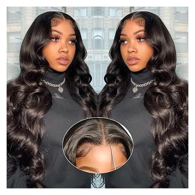 28 Inch Wear and Go Glueless Wig, Human Hair, 180% Density, 5x5 HD Lace Closure, Body Wave, Natural Black