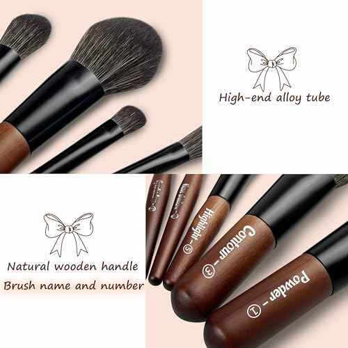 Jilier Travel Makeup Brush Set, 14 pcs Mini Makeup Brushes for Foundation, Powder, Eyeshadow, Highlight, Contour, Blush & Concealer, Small Makeup Brush Set Purse Size with Case