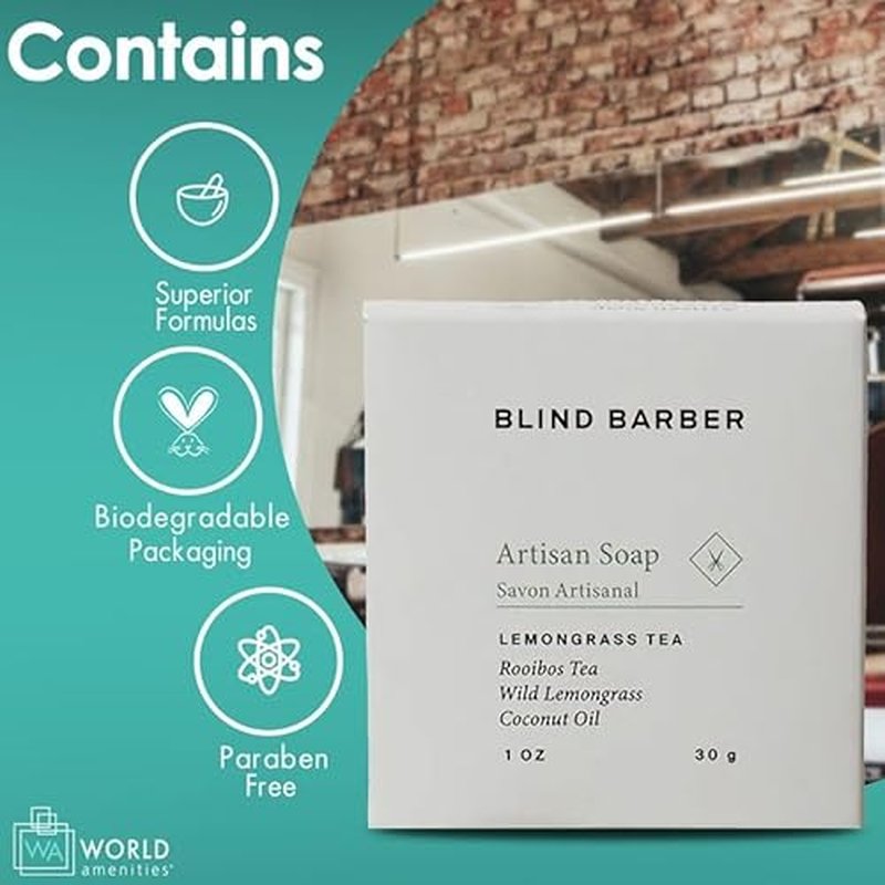 World Amenities Blind Barber Artisan Hand Soap Square - Case of 300 - Organic Hand Soap Bar Set
