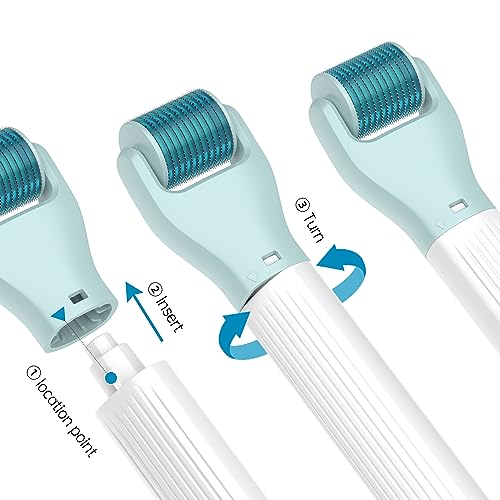 10 in 1 Derma Roller Kit, 0.25mm Microneedling Roller Microneedle Derma Roller with, Facial Beauty Roller Skin Care Tools, 10 Replaceable Heads and Storage Case