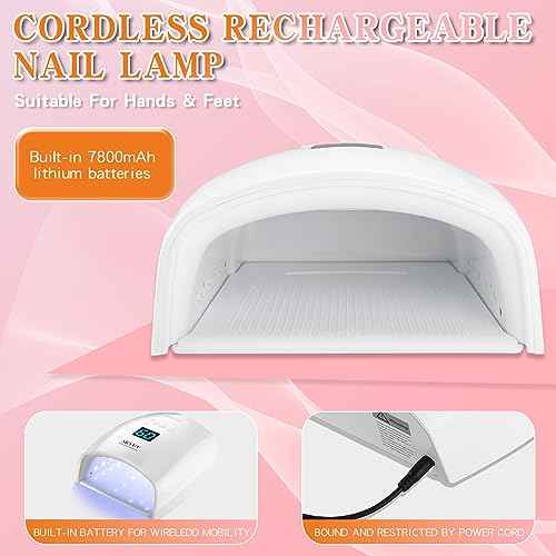 Rechargeable Faster Drying UV LED Nail Lamp, LED Nail Dryer Gel Polish Light Nail Polish Curing LED Nail Dryer Automatic Sensor Professional Nail Light Suitable for Fingernails and Toenails