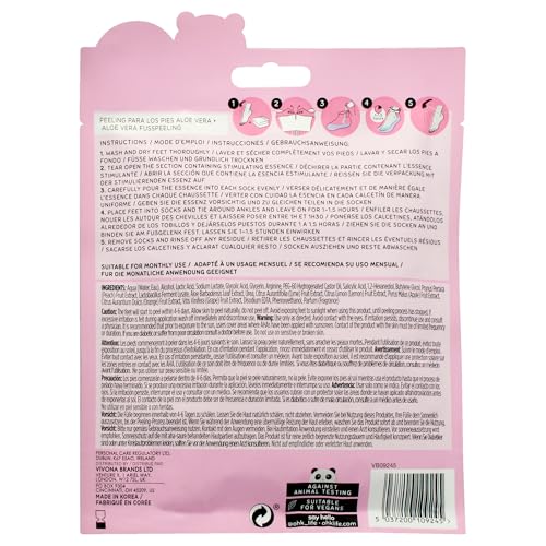 Oh K! Foot Peel Mask - Aloe Vera - Foot Peeling Mask for Dry Feet and Cracked Heels - Feet Exfoliant with Aloe Vera and Peach Extracts - 1 Pair