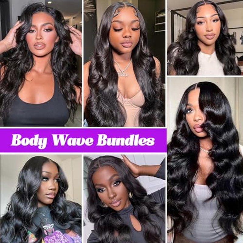 12A Human Hair Bundles 18 20 22 Inch Body Wave 100% Unprocessed Brazilian Virgin Hair 3 Bundles Human Hair Extensions Quick Weave Natural Black