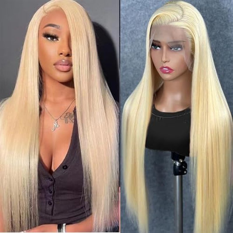 613 Lace Front Wig Human Hair 13x6 Blonde HD Lace Front Wigs Human Hair Pre Plucked 200% Density Straight HD Transparent Lace Frontal Glueless Wigs Human Hair Blonde Wig 20 Inch