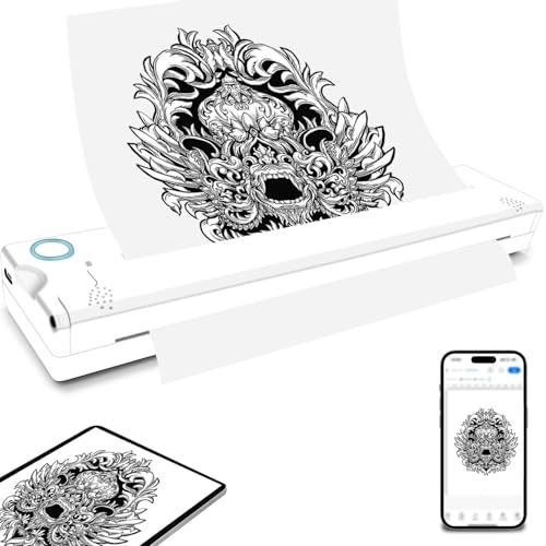 Wireless Tattoo Stencil Printer,Portable Thermal P rinter,Upgrade Wireless Tatoo Printer for Tattoo Artists& Beginners,Compatible with Phone&PC(White)