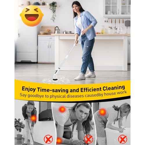Electric Spin Scrubber for Cleaning Bathroom, Shower Scrubber Cordless Cleaning Brush with IPX7 Waterproof & 2 Speed,Cleaning Brush Cleaning Supplies for Shower Tub Kitchen Tile Toilet Silver