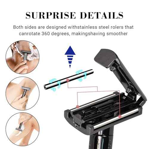 Shaving Razor - Steel Black Double Edge Safety Razor with 10 Spare Blades - 6 Speed Adjustable and 30¡Æ Angle Precision with Superior Blade Rigidity for Men and Women (Black)