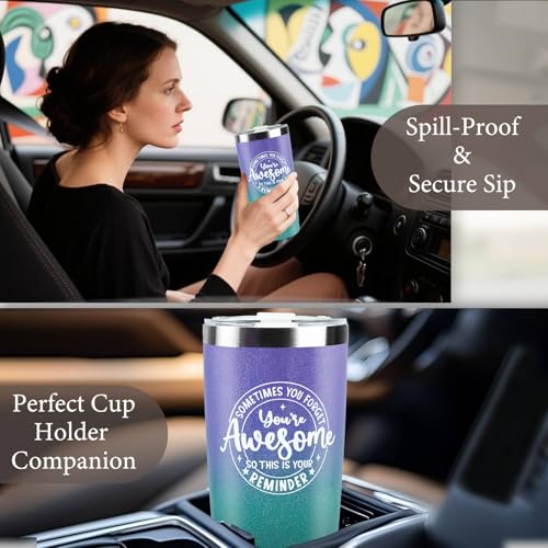 Birthday Gift Basket for Women Purple Blue Relaxing Spa Self Care Bath Gift Set for Her with 20 Oz Tumbler Cup for Graduation, Teacher Appreciation Week, Mother¡¯s Day Gift Ideas Christmas Gifts