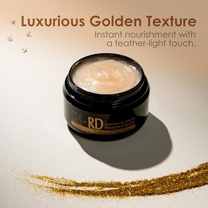SH-RD Protein Cream Gold Deluxe Edition | Deep Conditioner for Dry Damaged Hair | Leave-In Hair Protein w/Rosemary & Gold Leaf | Repair Split Ends, Promote Shine - 2.71oz/80ml