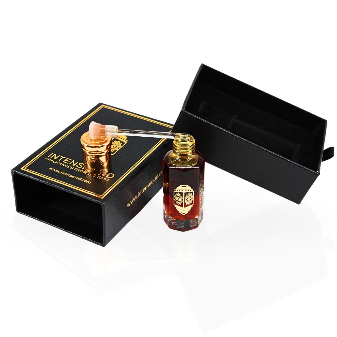 INTENSE OUD Gold Saffron Long Lasting Arabian Perfume Oils for Women 12ML (0.40 OZ) Fragrance Oil With Saffron, Amber & Vanilla Notes - Concentrated Perfume Oil & Valentines Day Gift With Black Box