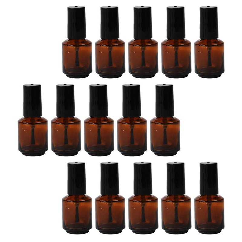 Beaupretty 15Pcs Empty Nail Polish Bottles 7Ml Refillable Cylindrical Glass Vials with Brush for Diy Nail Polish Mixing and Cosmetic Liquid Storage
