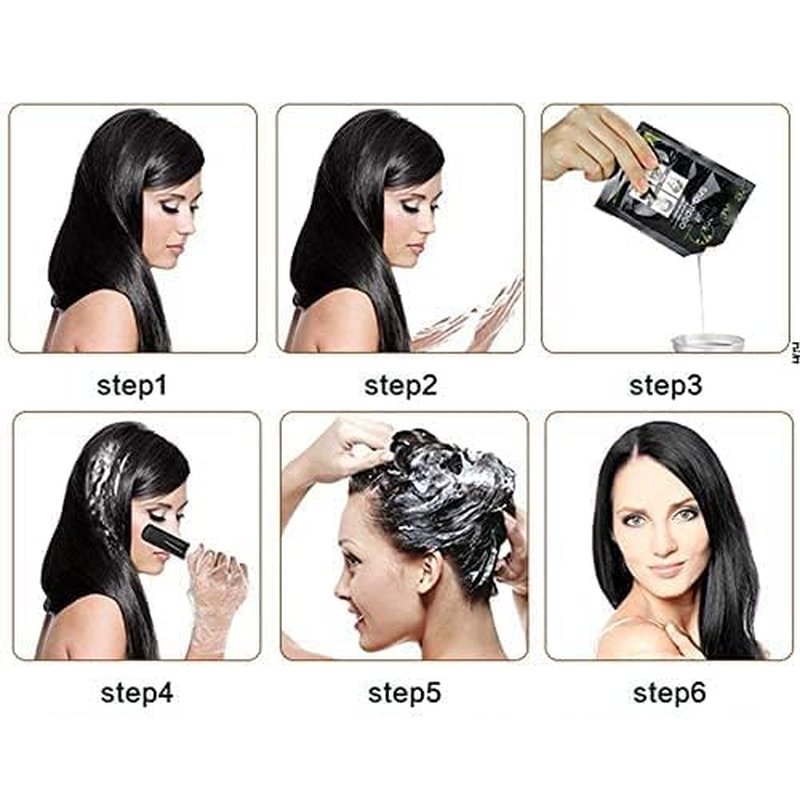 10 PCS Hair Dye Shampoo for Men Women, Black, Natural Hair, Instant Hair Dye, Lasts 30 Days, Great Choice for Woman & Man