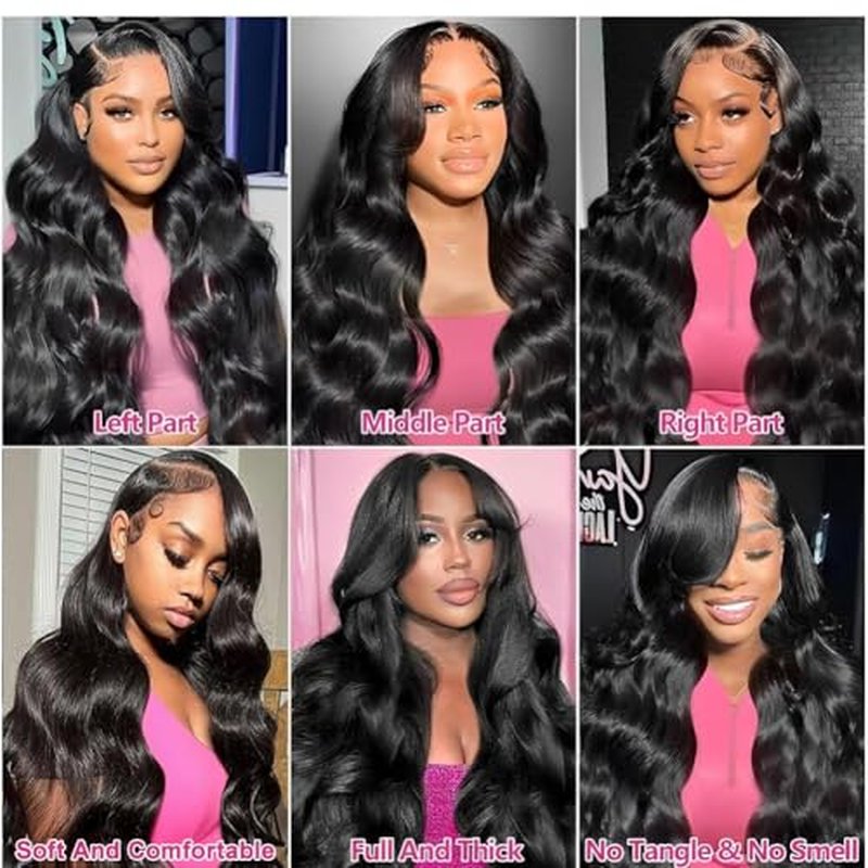 13x6 Body Wave Lace Front Wigs Human Hair Pre Plucked HD Transparent Lace Frontal Wigs Human Hair 200 Density Glueless Brazilian Virgin Human Wigs with Baby Hair for Women