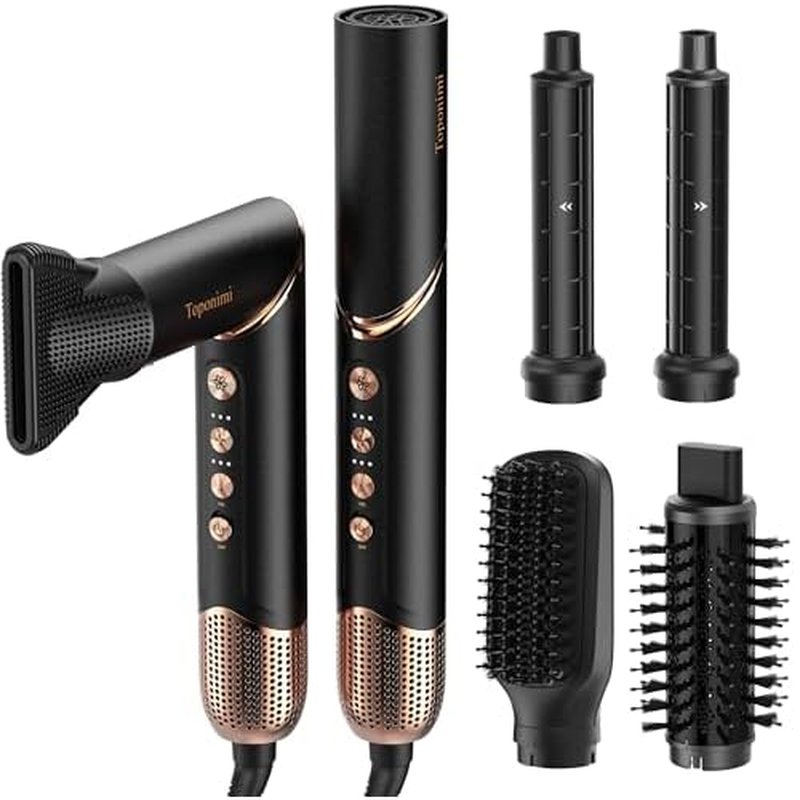Auto Wrap Air Hair Styler & Dryer, 5 in 1 Multi Styling Hot Air Dryer Brush Curler for Hair, High Speed 110000 RPM Negative Lonic Frizz-Free, Fast Drying Curling Volumizing Straightening Magic Styler