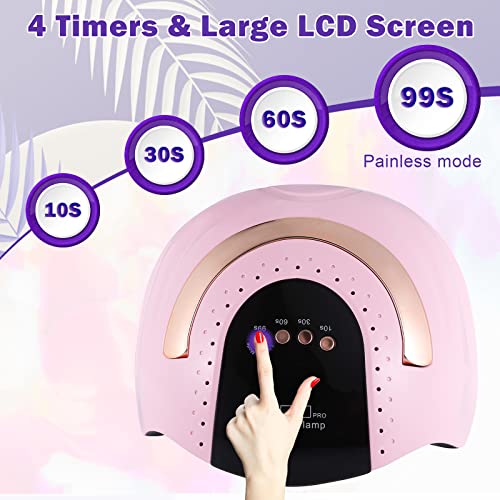 268W UV LED Light Lamp Nail Dryer for Gel Polish with 57 pcs Dual Light Beads 4 Timer Setting and Automatic Sensor (White)