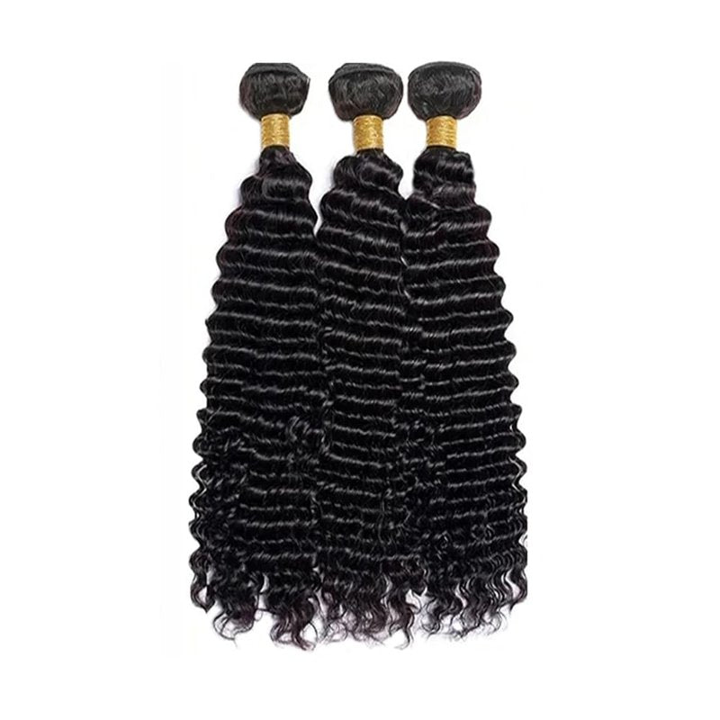 Loose Deep Wave Human Hair Bundles Natural Black Color Deep Wave Bundles Human Hair 12 14 16 Inch Double Weft Brazilian Virgin Remy Hair Extensions Loose Wave Bundle 300G