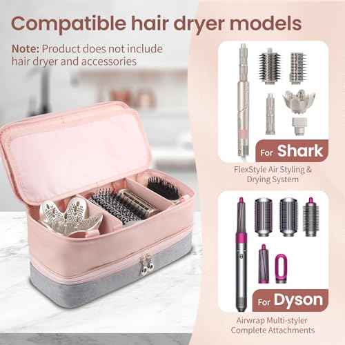 Travel Carrying Case for Shark Flex Style, Double Layer Storage Case for Shark SpeedStyle Hair Dryer Attachments,Portable Storage Organizer Bag for Shark Flexstyle/Dyson Airwrap Styler