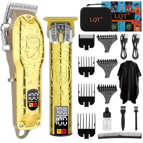 Men¡¯s Gold Hair Clippers, Cordless Professional Barber Clippers & Trimmers with LED Display, Long Runtime, Electric Grooming Kit for Haircuts & Beard Trimming,Gift for Husband, Father, Boyfriend