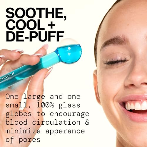 Pacifica Ice Roller Cryo Globes ? Cooling Glass Facial Massager for Face, Eyes & Neck ? Cold Therapy Beauty Tool for Puffy Eyes, Dark Circles, Redness, Wrinkles ? Skin Care Gift for Women & Men