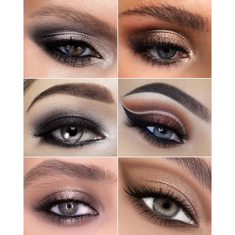 MAKI YIKA Black Smokey Eye Shadow Palette 8Color Dark Grey Eyeshadow for Goth Makeup Black Silver White Gray Eyeshades for Halloween (BlackS)