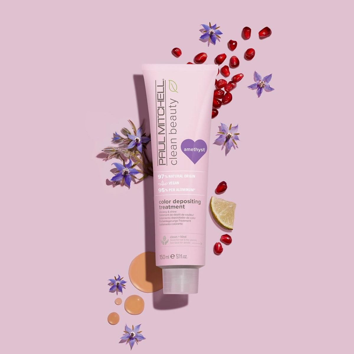 Paul Mitchell Clean Beauty Color-Depositing Treatment, For Refreshing + Protecting Color-Treated Hair 5.1 oz, Amethyst