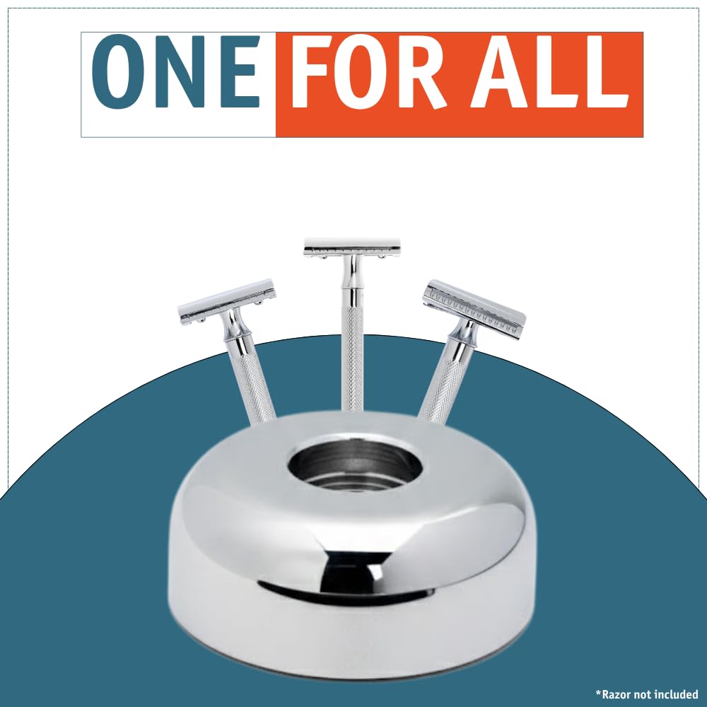 MERKUR Shaving Stand Gloss Chrome 4006 | Non-Slip with Straight Cut | Ideal for Wet Shaving | Brass | Made in Germany