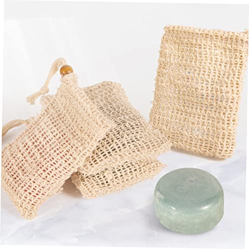 4 Pcs Drawstring Soap Foaming Bags Multipurpose Net Bags for Bar Soap African Net Sponge Design for Exfoliating and Foamingbathroom and Shower