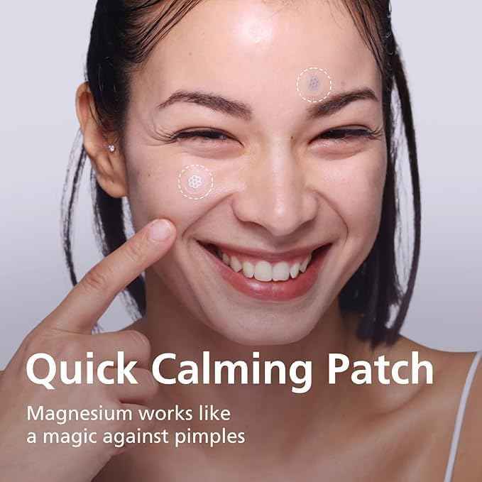 EasyDerm Quick Calming Magnesium Patches – Hydrocolloid Acne Spot Treatment Includes Tweezers & Ampoule, 10 Patches, Zit Sticker, Made by Daewoong Pharmaceutical
