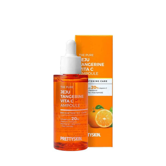 PRETTYSKIN Jeju Tangerine Vitamin C Ampoule 1.75 fl.oz.| 11-Vitamin Complex + Panthenol + Niacinamide + Adenosine | Lightweight Hydrating & Calming Korean Serum for Sensitive Skin