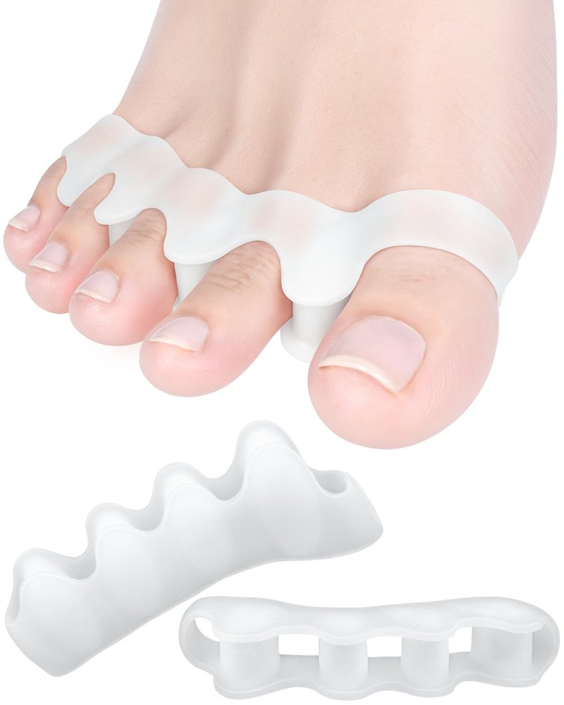 JOKHUE Silicone Toe Separators Spacers for Women and Men Bunion Corrector, Overlapping Toes Spreaders,Stretchers for Relieving Feet Plantar Fasciitis (White)