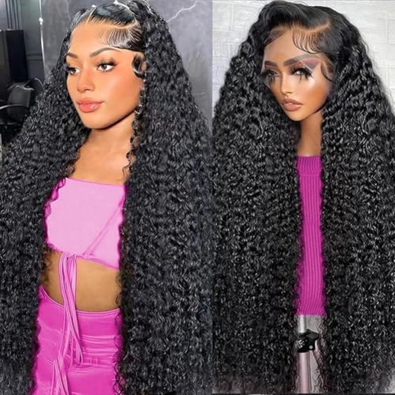 13x6 Deep Wave Lace Front Wigs Human Hair Pre Plucked HD Transparent Lace Frontal Wigs Human Hair for Women Glueless Wigs Human Hair with Baby Hair 26 Inch