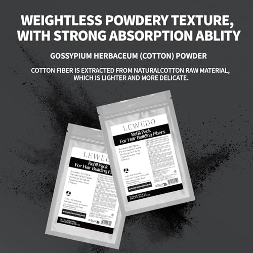 Hair Building Fibers Refill Pack - 100g Instant Thickening Fibers for Men & Women, Natural Cotton Powder, Wind/Rain Resistant, For All Hair Fiber Applicator Bottles (Medium brown)